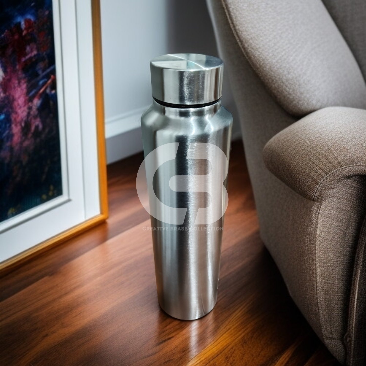 Stainless Steel Slim Water Bottle, 26 cm height, 7.5 cm diameter, 180 gm weight