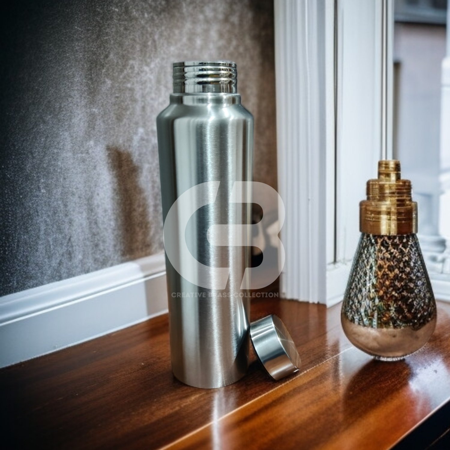 Stainless Steel Slim Water Bottle, 26 cm height, 7.5 cm diameter, 180 gm weight