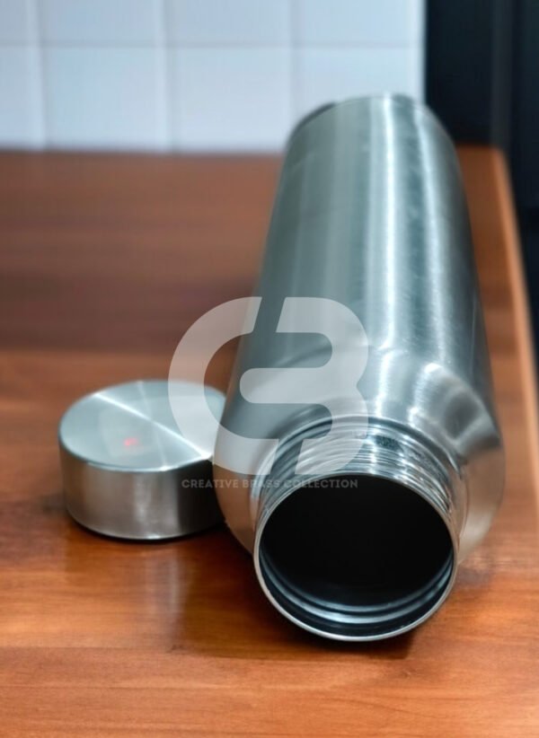 Stainless Steel Bottle Set, featuring a large slim bottle (26 cm) and a small compact wide-mouth bottle (16.5 cm). Combo pack of two lightweight, brushed metal water bottles