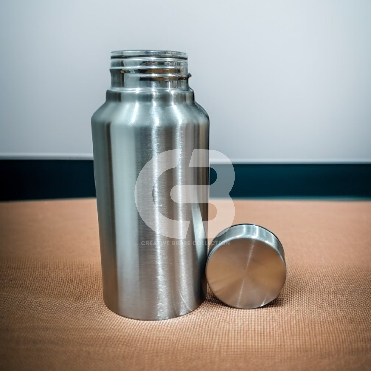 Stainless Steel Bottle Set, featuring a large slim bottle (26 cm) and a small compact wide-mouth bottle (16.5 cm). Combo pack of two lightweight, brushed metal water bottles