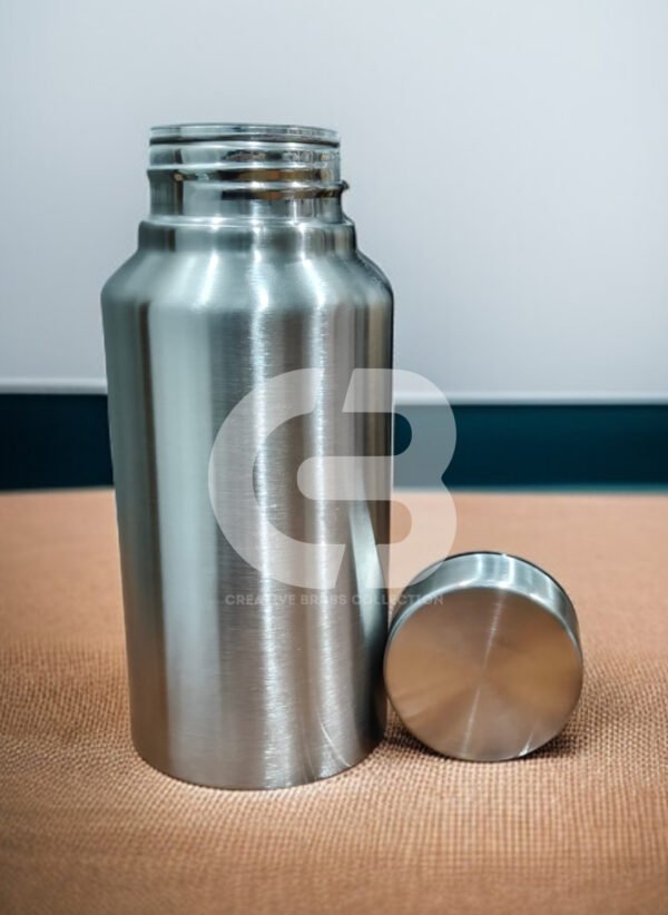 Small Stainless Steel Water Bottle, wide mouth, 16.5 cm height, 7.3 cm diameter, 141 gm weight