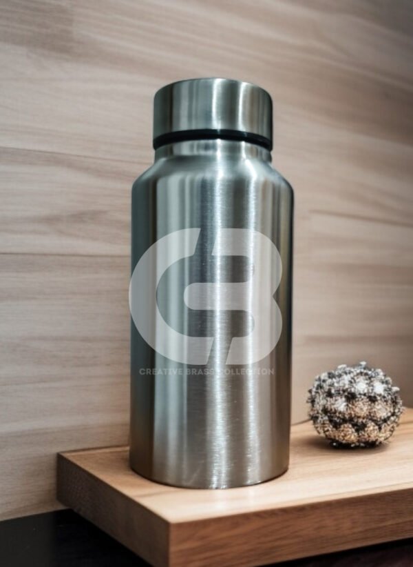 Stainless Steel Bottle Set, featuring a large slim bottle (26 cm) and a small compact wide-mouth bottle (16.5 cm). Combo pack of two lightweight, brushed metal water bottles