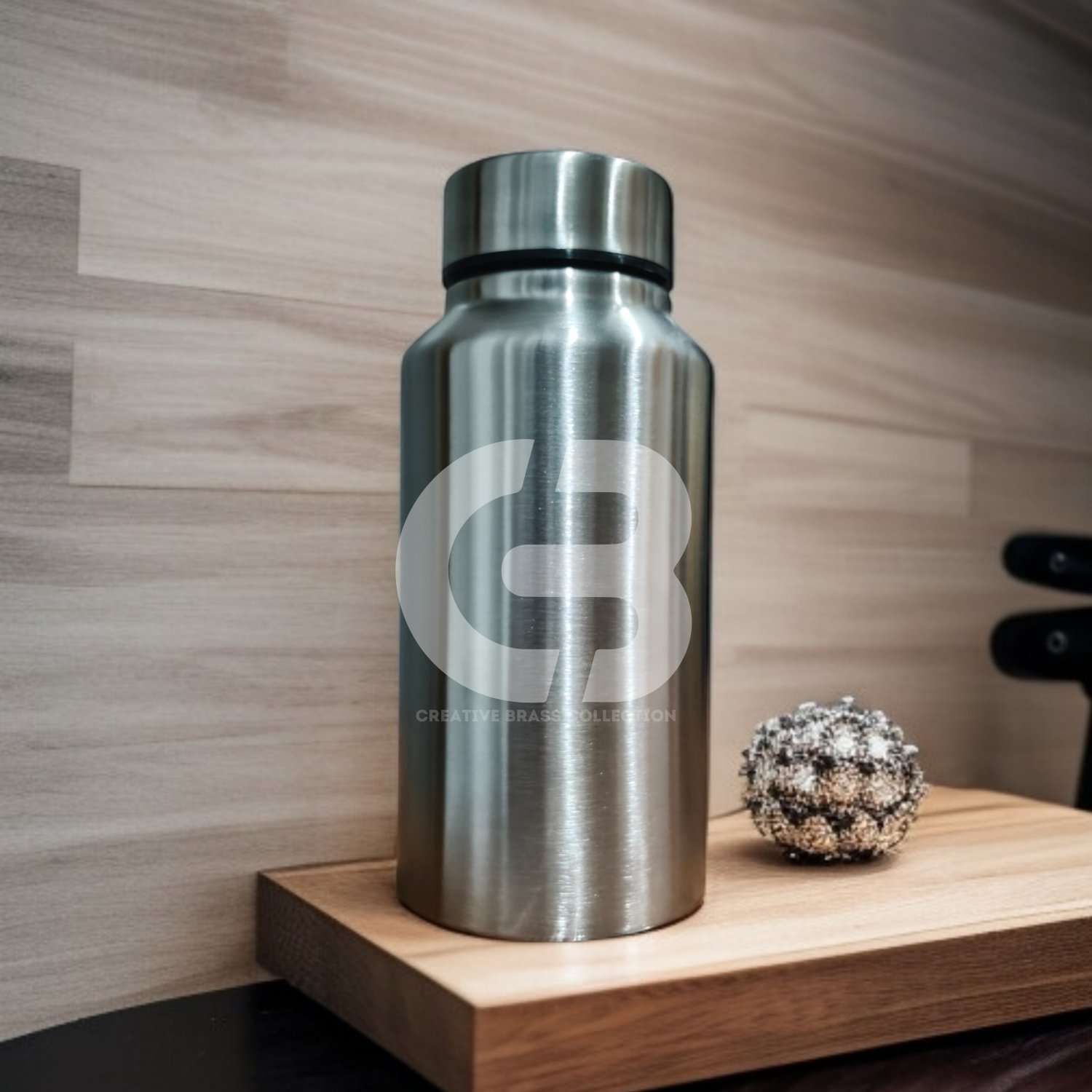 Small Stainless Steel Water Bottle, wide mouth, 16.5 cm height, 7.3 cm diameter, 141 gm weight